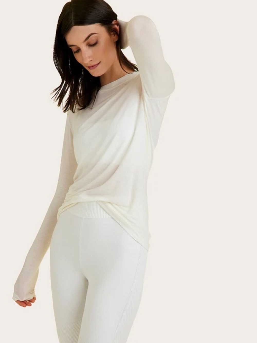 NWT Alala Cashmere Long-Sleeve Crew Ivory